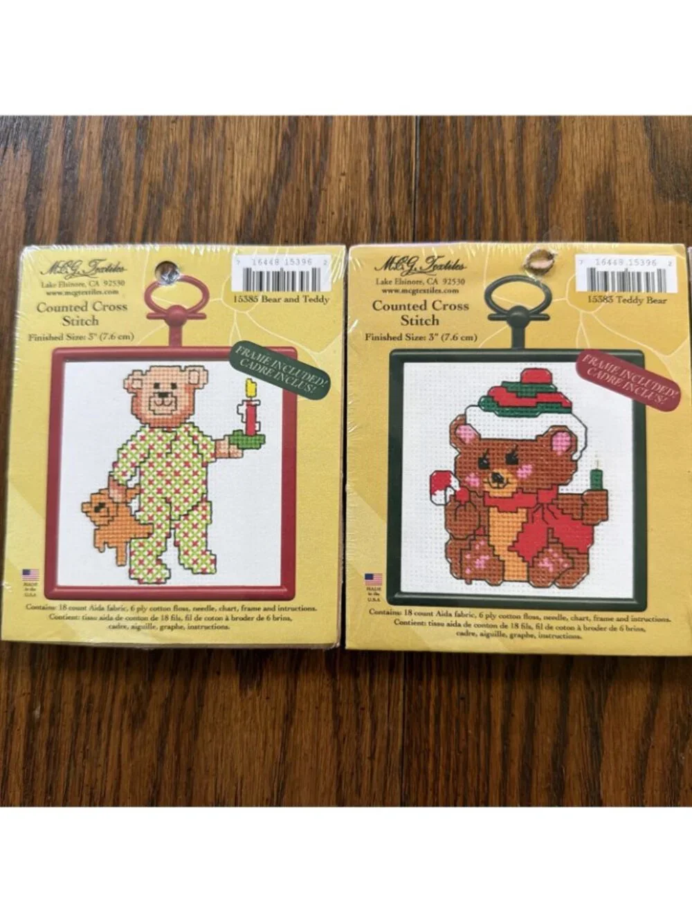 3 MCG Textiles Counted‎ Cross Stitch Kits: Bear& Teddy, Teddy  & Mistletoe Bears